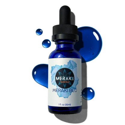 Meraki Blu USP Grade Methylene Blue Solution, 1% Formula, 30 mL Third-party tested methylene blue solution, high-purity 1% liquid formula in a 30 mL glass dropper bottle.
